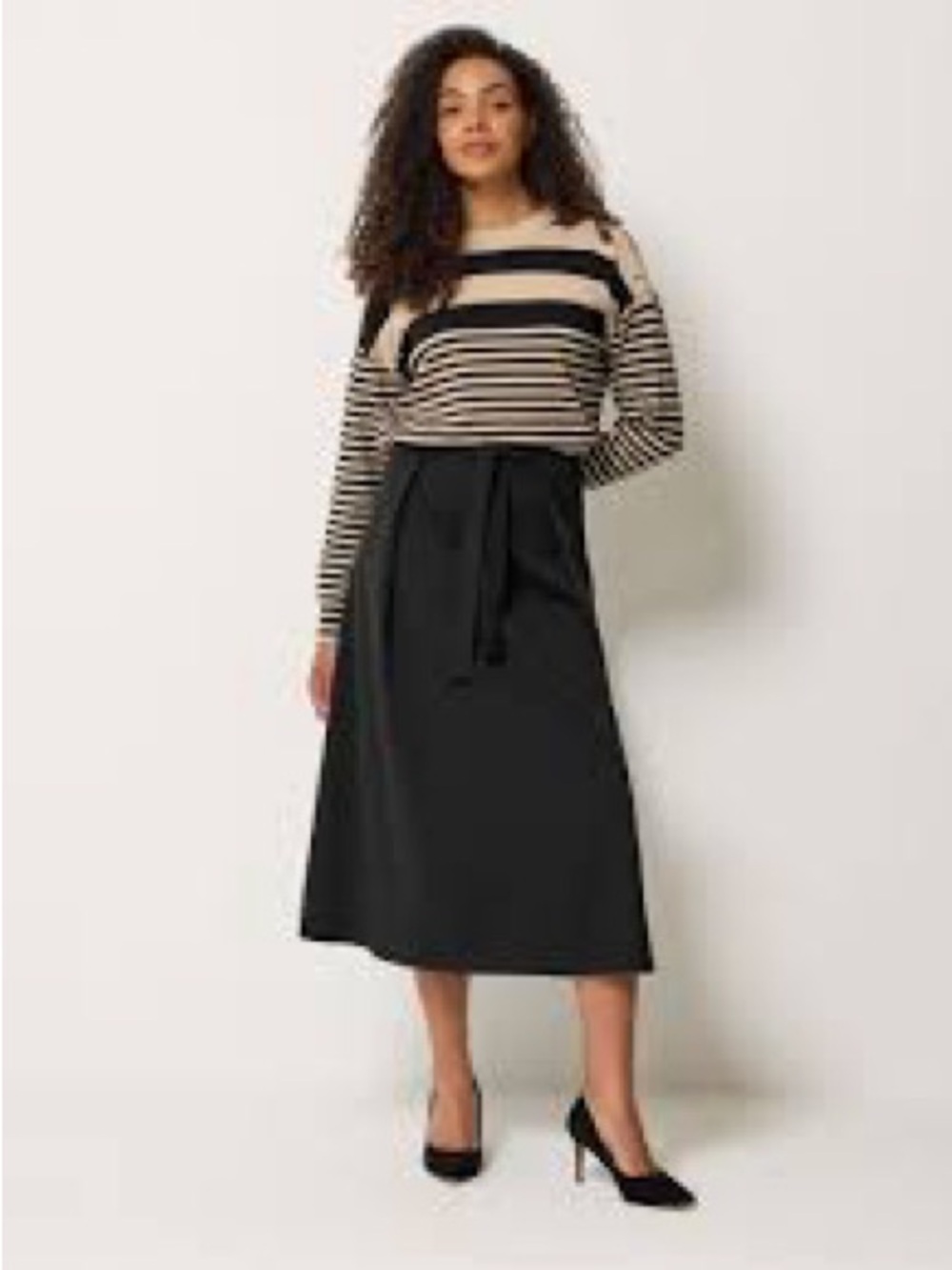 Simons Black Midi Skirt with Waist Tie